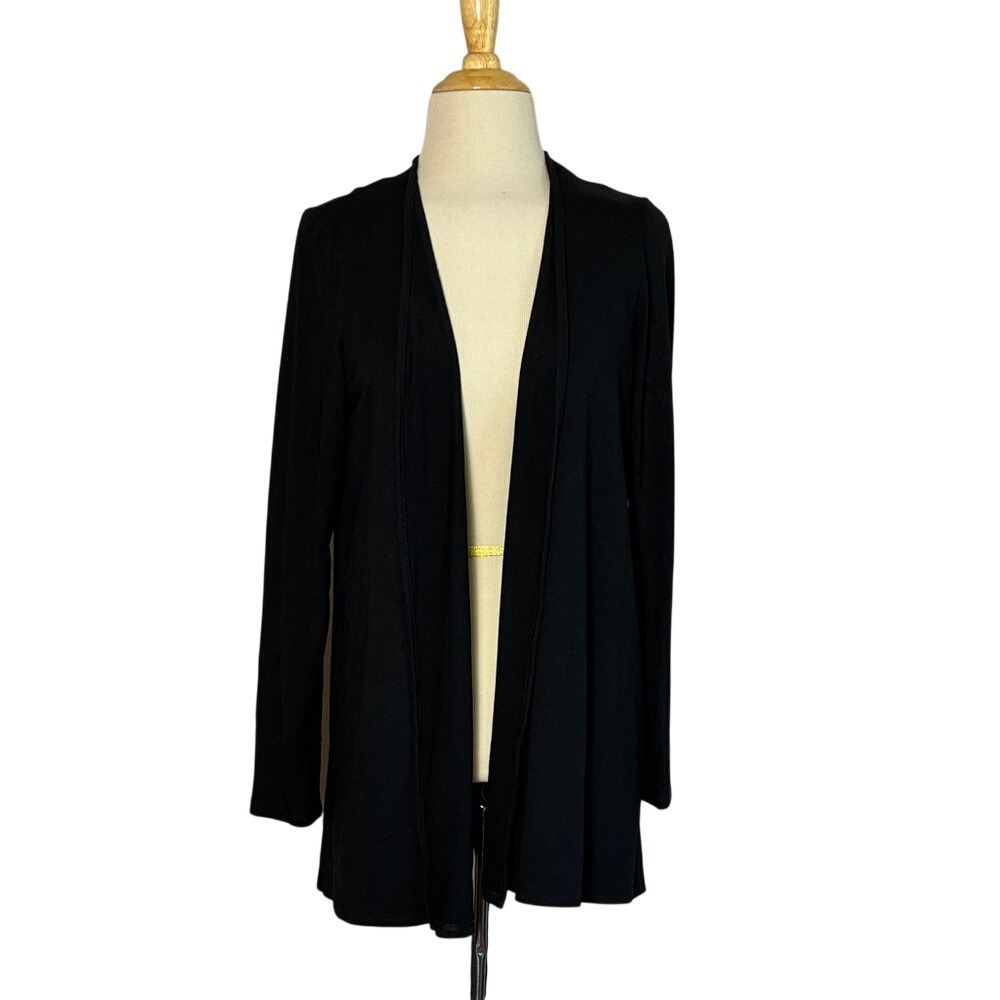 J. JILL Wearever Collection‎ Small Black Stretch Rayon Open Front Cardigan